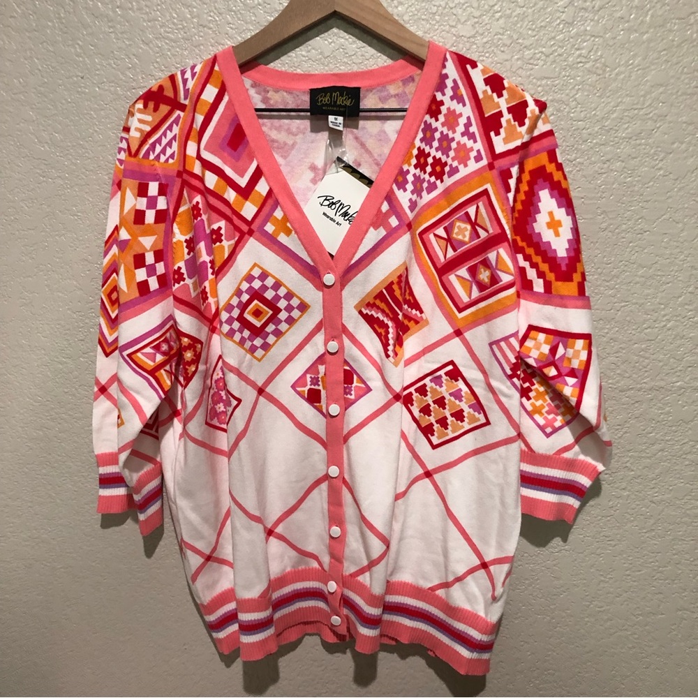 Bob Mackie Wearable Art Pink Southwest 1X